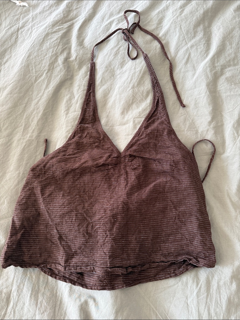 Deiji Studios Halter top, brown and blue stripe